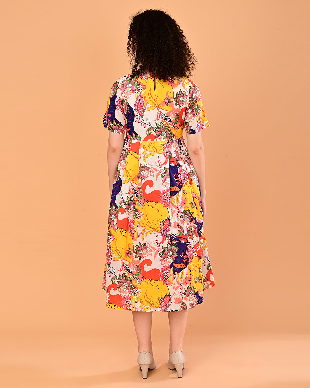 Multicolor Floral Printed Fit & Flare Midi Dress