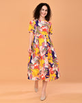 Multicolor Floral Printed Fit & Flare Midi Dress