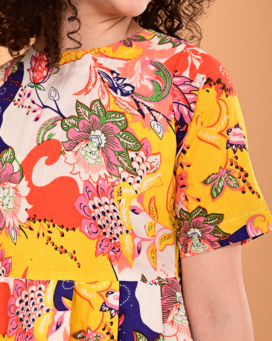 Multicolor Floral Printed Fit & Flare Midi Dress